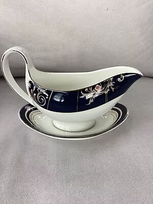 Buy Wedgwood Renaissance Blue Gravy Or Sauce Boat And Stand • 3.50£