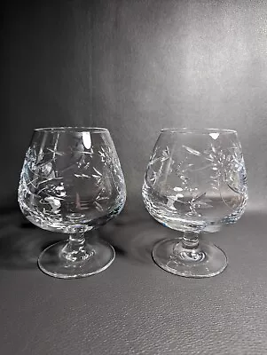Buy 2 Royal Doulton Jasmine Cut Cystal Vintage Brandy Glasses,  Snifter Cognac. Pair • 15.99£