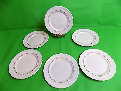 Buy Grindley Satin White / Gold Small Dinner Plates X 6 • 30£