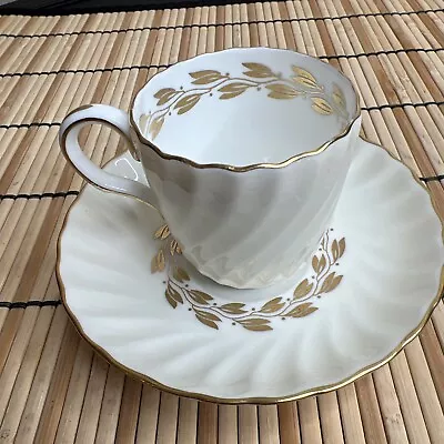 Buy Minton Demitasse Ivory Cup & Saucer Set Cheviot Gold Accents Bone China England • 14.35£