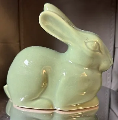 Buy Vintage Kitsch Green Ceramic Rabbit Bunny Cotton Wool Ball Holder • 20£