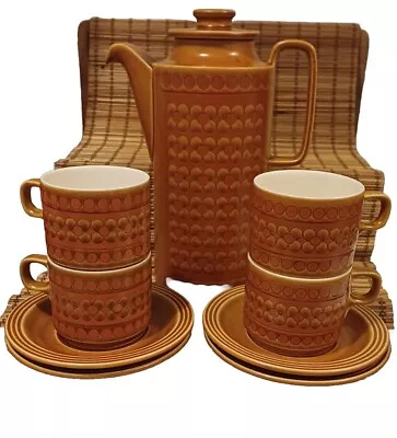 Buy Hornsea Saffron Tall Coffee Pot With Four Cups And Saucers - Great Condition  • 36.01£