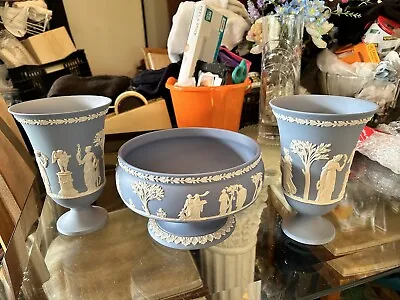 Buy Wedgwood Jasperware Sacrifice Bowl And Two Arcadian Vases  • 403.05£