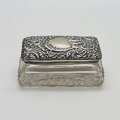 Buy Solid Silver Lidded Cut Glass Dressing Table Jar Hallmarked For Birmingham 1898 • 60£
