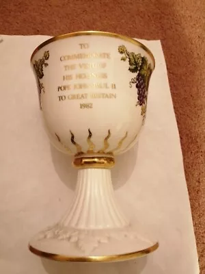 Buy SPODE Bone China Goblet To Commemorate Visit Of Pope John Paul II  To GB 1982 • 6.99£