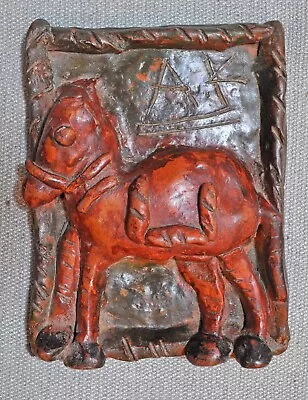 Buy Original Old Vintage Hand Crafted Painted Terracotta Pottery Horse Panel • 38.89£