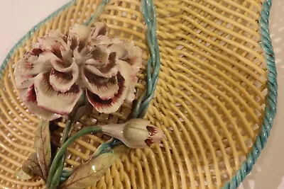 Buy A Very Fine Early Antique Lattice   Belleek   Style Porcelain Floral Basket Lid • 5£