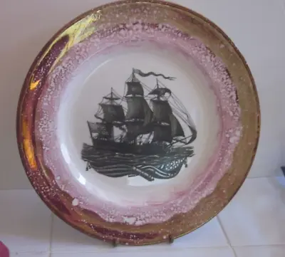 Buy Vintage Gray's Pottery Stoke-on-Trent England Lusterware Hand Painted Ship Plate • 22.88£