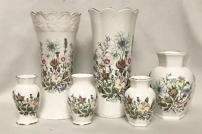 Buy AYNSLEY “Wild Tudor” Fine Bone China Made In England X 6 Vases 9cm - 21cm Height • 24.99£