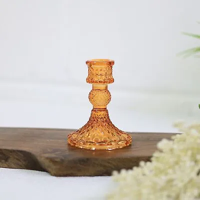 Buy Amber Dinner Candle Holder Glass Vintage Taper Table Tabletop Party Home Décor • 6.95£