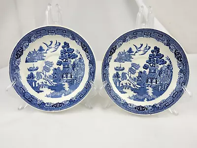 Buy Vintage Blue Willow Wedgwood Of Etruria And Barlaston Saucers X2 • 9.99£