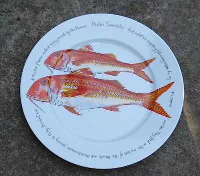Buy Vintage Jersey Pottery Dinner Plate Red Mullet Fish Design By Richard Bramble • 21£