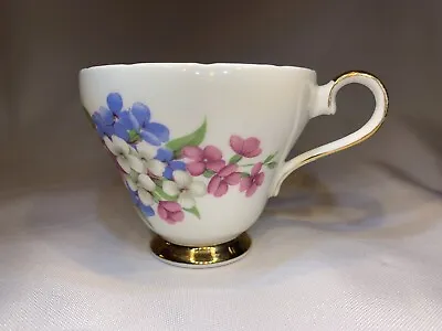 Buy Vintage Adderley Bone China England Tea Cup Floral Forget Me Nots, Blue Interior • 9.59£