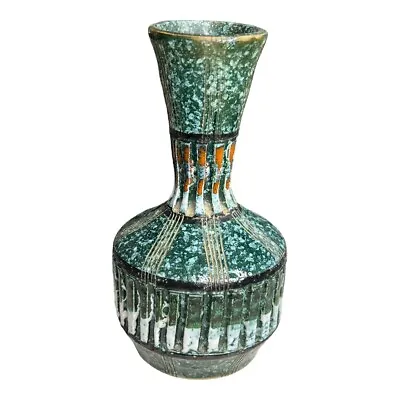 Buy Mid 20th Century Speckled Italian Bud Vase Green Glazed 7” High • 105.66£
