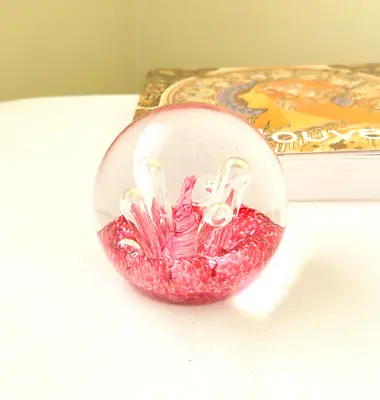 Buy Caithness Scotland Moonflower Paperweight Coral Pink Red Controlled Bubbles 560g • 4.99£