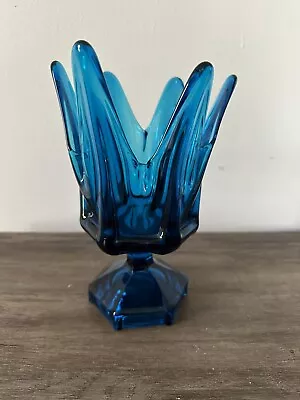 Buy Vtg MCM Viking Glass Six Petal Blue Handkerchief Vase Bowl 8 3/4” T • 43.33£