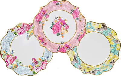 Buy Afternoon Tea Party Plates Luxury Vintage Style Floral Paper Plates Assort X 12 • 4.99£