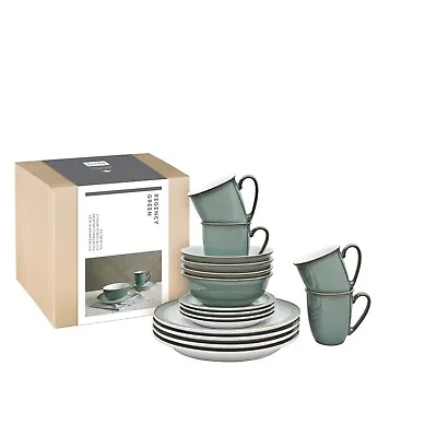 Buy Denby Regency Green 16-Piece Tableware Set - Green - Stoneware Clay - Dishwasher • 189.99£