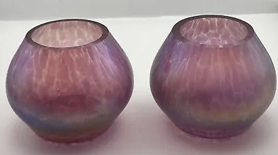 Buy Pair Of Boxed Heron Glass Iridescent Pink Mini Bowls Very Decorative • 9.99£