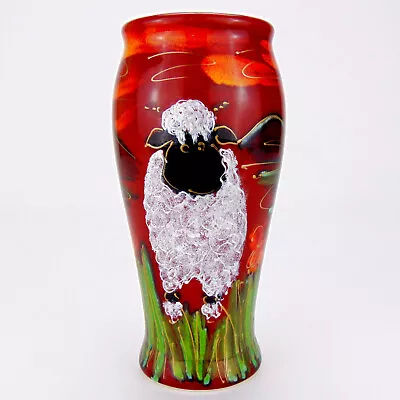 Buy Anita Harris Vase Ceramic Studio Pottery 18cm Hand Painted Sheep Design • 89.99£
