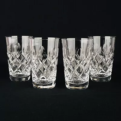 Buy 4 X Vintage Crystal Cut Glass Tumblers Cross And Olive Cuts 3 7/8  • 39£