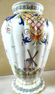 Buy Antique VASE Delft Faience Polychrome Vase  22cm • 26.99£