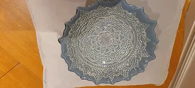 Buy Light Blue Scalloped Turkish Efe Dish Silver Plated Back • 8£