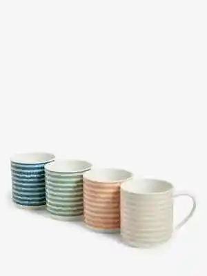 Buy Striped Fine China Striped Mug, Set Of 4, 345ml, Assorted • 13.99£