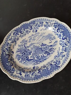 Buy Vintage Woods & Sons Seaforth Pattern Oval Plate Blue White 10.75  X 9  1930s • 15£