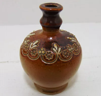 Buy Pretty Miniature Doulton Lambeth Stoneware Vase Flagon With Floral Design C1900s • 10.50£