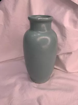 Buy Art Deco MCM American Art Pottery Vase Teal Green Bulbous Tall 8.5” Rolled Rim • 37£