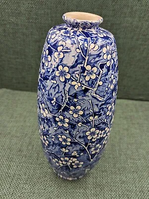 Buy Minton Blue & White Prunus Ornamental Ware Large Vase C.1912-1920s VGC For Age • 80£