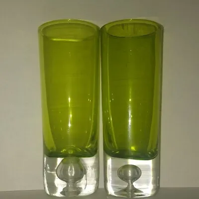 Buy 2 Pc Lime Green Depression Shot Glasses Thick  Controlled Bubble Bottom 4   • 12.80£