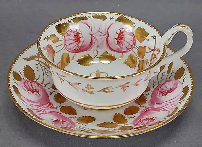 Buy Copeland Pattern 3880 Swansea Pink Rose & Gold Tea Cup & Saucer Circa 1889 E • 118.27£