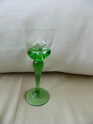 Buy Vintage Glass Goblet With Green Swirl Stem 3 • 4.99£