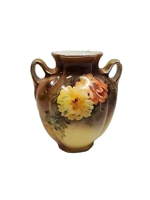 Buy Noritake Gold Guilt Handled Vase Hand Painted Floral Pottery Japan Yellow 6  • 28.76£