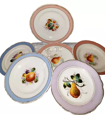 Buy VINTAGE Porcelain Lot Of 6  KPM PLATES FRUIT &GOLD TRIM  1- 8 1/4  5- 7 1/2  • 30.36£