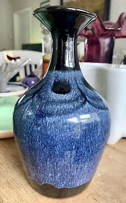 Buy Elisabeth Andrea Bailey Studio Pottery Earthenware Vase Blue/Black Red Clay • 19.99£