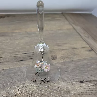 Buy Glass Wedding Bell With Floral Design Vintage • 9.99£