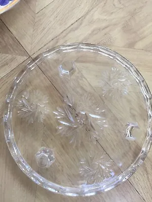 Buy Vintage Heavy Cut Glass Pinwheel Pan Stand Cake Sandwich Stand With 3 Feet Clear • 4£