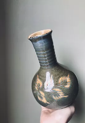 Buy Welsh Studio Pottery Jug Vintage Ceramic Leaf Design • 15.95£