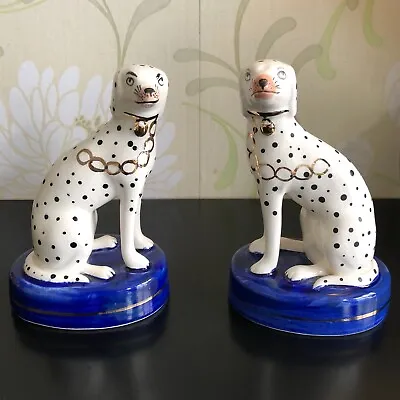 Buy Possibly Victorian Staffordshire Pottery Seated Pair Of Dalmatian Dogs • 70£