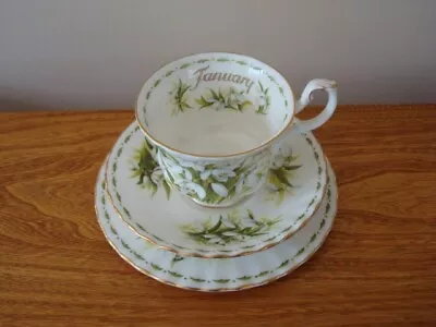 Buy Vintage Royal Albert Flowers Of The Month Trio - January Snow Drops • 15£