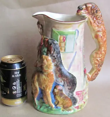 Buy BURLEIGH WARE WOMAN WITH HUNGRY HOUNDS / DOGS OLD FEEDING TIME JUG (Ref9180) • 45£