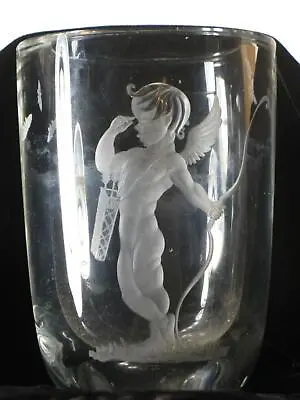 Buy Naked Cherub / Cupid Boy, 6  Engraved Swedish Crystal Vase, Kjellander • 438.59£