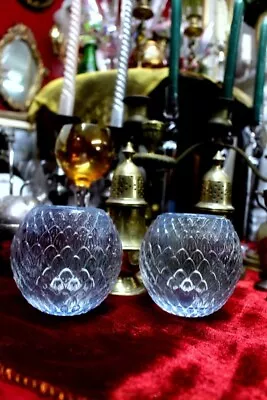 Buy Vintage Pair Of Candle Holder Candlestick Cut Glass Ice Glass From Paris • 39£
