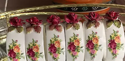 Buy 6 Royal Albert Old Country Roses Bone China Napkin Rings - Fab • 39.99£