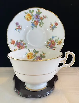 Buy Vtg Adderley Bone China England Teacup And Saucer Floral Bouquet • 15.36£