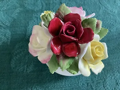 Buy Vintage Royal Doulton Bone China Four Roses Flower Posy Bouquet In Bowl Basket • 14.99£