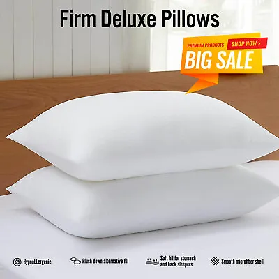 Buy Extra Filled Pillows Pack Of 2 Hotel Quality Firm Deluxe Night Sleep Soft Pillow • 10.49£